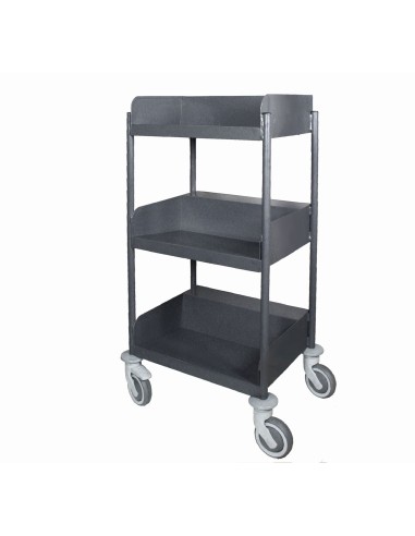 Carrello biblioteca con ripiani sagomati con pannelli antirombo