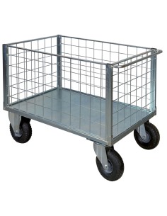 Pianale a 4 sponde con ruote pneumatiche, 2 con freno