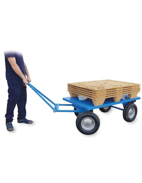 Rimorchio con ralla sterzante con timone/occhione ruote pneumatiche