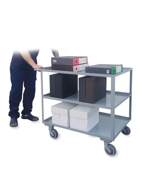Carrello ufficio a tre piani lisci alta silenziosità, lamiera 20/10